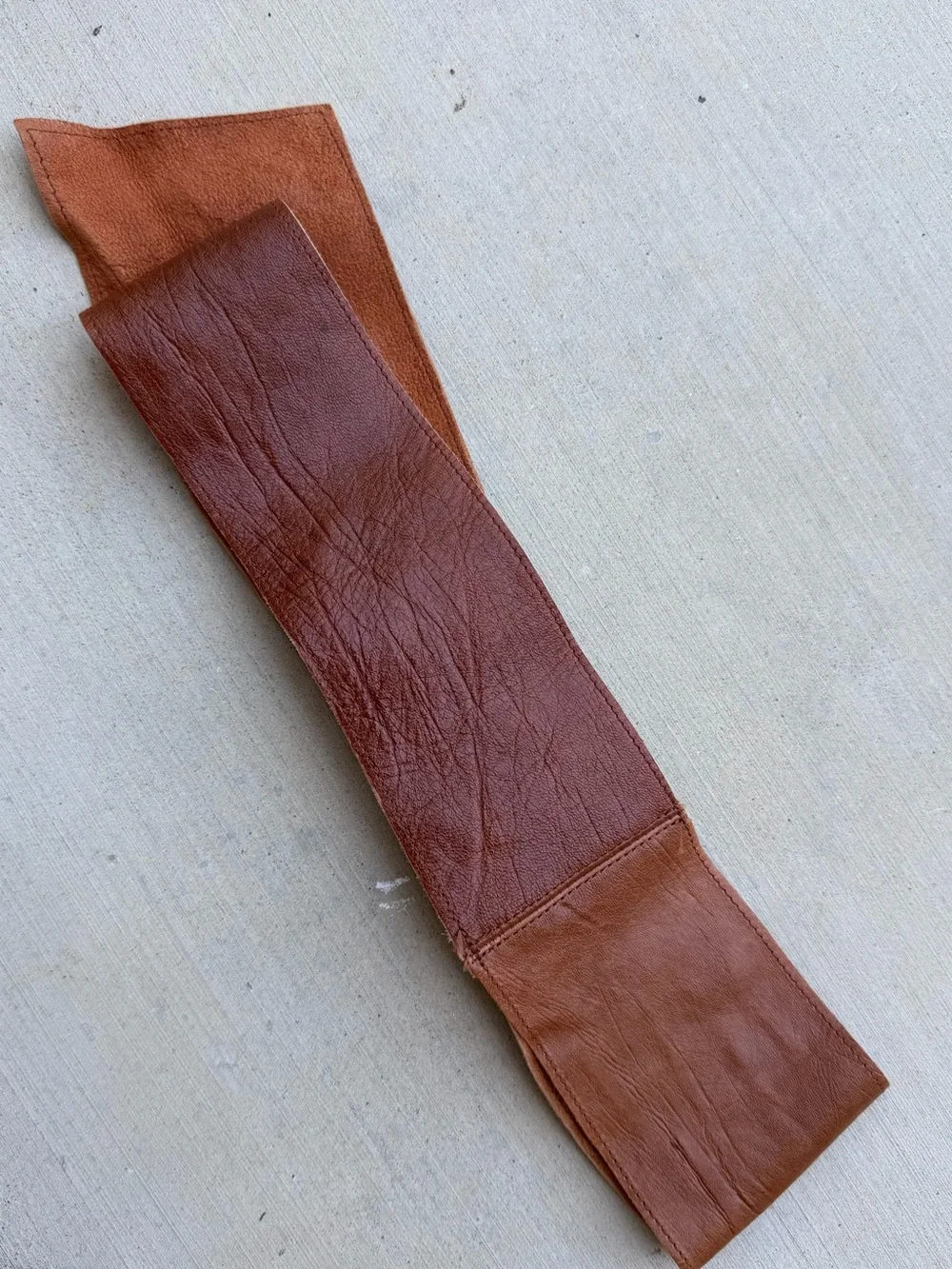 70’s Wide Brown Leather Cinch Belt with Buckle